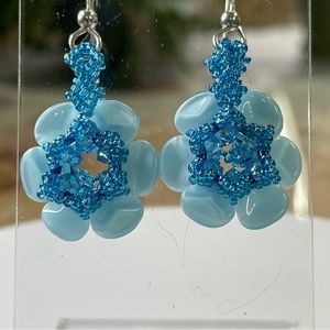 Six Pointed Star Petal Flower Earrings